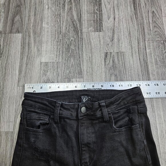 Windsor Jeans Womens 5 Black Distressed Skinny Denim Raw Hem Ripped Ankle - Picture 7 of 11